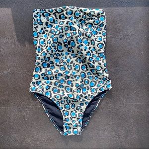 Swimsuit in leopard blue dot removable strap